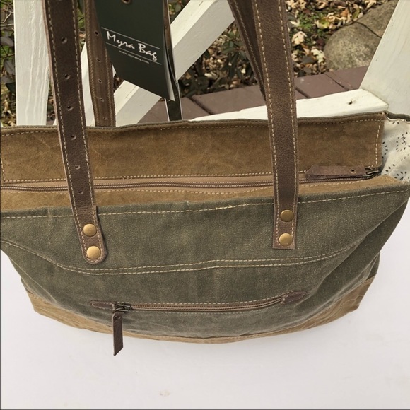 Myra Military Badge Canvas Tote Bag Up-cycled NWT - Picture 7 of 7